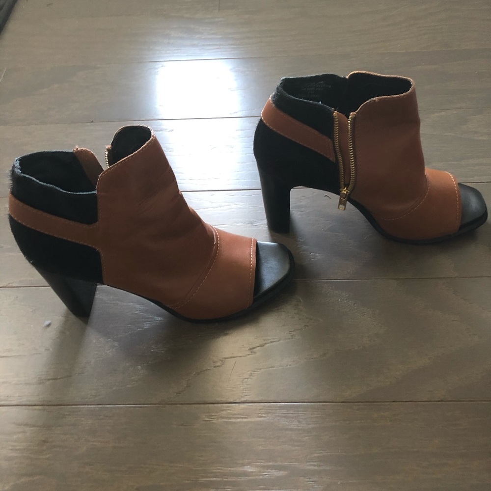 Peep-toe booties by M4D3 (like new)
